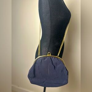 ACCESSORY PLACE Women’s Italian Black Fabric Crossbody Clutch w/Gold Chain Bag